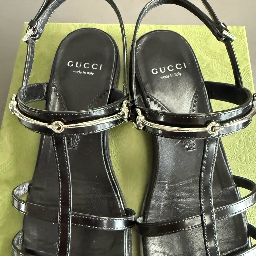Authentic Like New Gucci Nero Women's Black Strappy Sandals - Picture 4 of 7